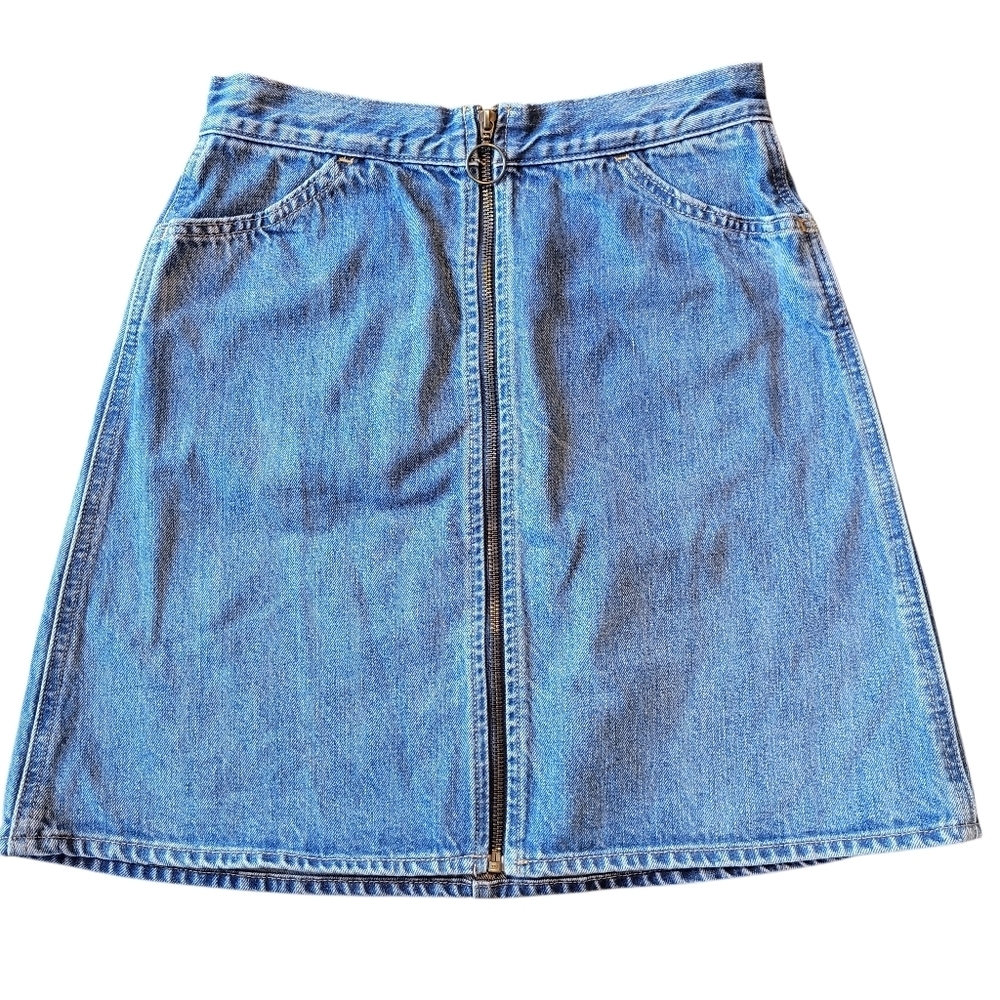 Levis Premium Orange Tab Zipper Front Denim Skirt - Picture 2 of 10